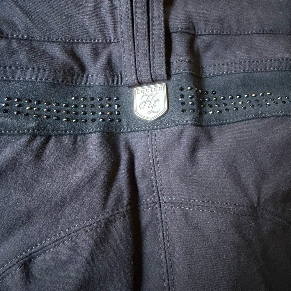 Horze Crescendo‎ Women Black Equestrian Breeches Riding Pants Crystal Studs 28W - Picture 7 of 10